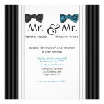 Mr. & Mr. Bow Ties & Pin Striped Wedding Invite