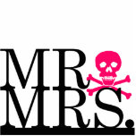 Mr &amp; Mrs Black &amp; Pink Skull Cake Topper Photo Sculpture