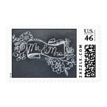 Mr & Mrs chalkboard art postage