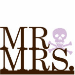 Mr &amp; Mrs Chocolate &amp; Lavender Skull Cake Topper Acrylic Cut Out