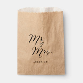 Mr & Mrs Classic Script Calligraphy Name Wedding Favor Bag