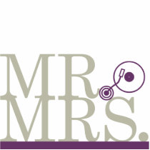 Mr & Mrs DJ Cake Topper Purple Cut Outs