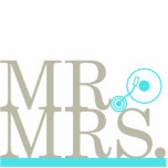 Mr &amp; Mrs DJ Cake Topper Teal Photo Cut Out