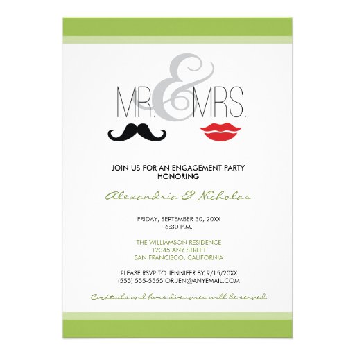 Mr. & Mrs. Engagement Party Invitation (lime)