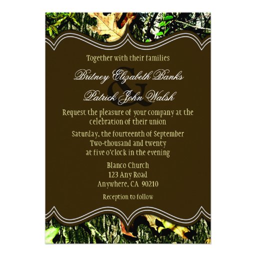 Mr & Mrs Hunting Camo Brown Wedding Invitations