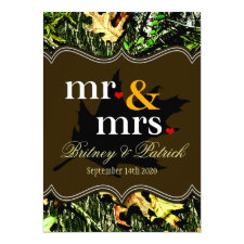 Mr & Mrs Hunting Camo Brown Wedding Invitations