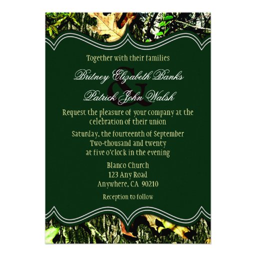 Mr & Mrs Hunting Camo Green Wedding Invitations