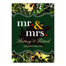 Mr & Mrs Hunting Camo Green Wedding Invitations