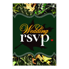 Mr & Mrs Hunting Camo Green Wedding RSVP Cards