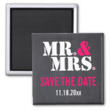 Mr. & Mrs. Modern typography wedding Save the Date Fridge Magnet