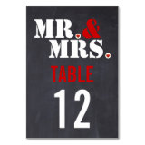 Mr. & Mrs. Modern typography wedding table number Table Cards