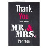 Mr. & Mrs. Modern typography wedding Thank you Greeting Cards