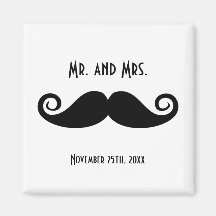 Mr. & Mrs. Mustache Fridge Magnet