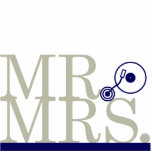 Mr &amp; Mrs Navy &amp; Silver DJ Cake Topper Photo Cutout