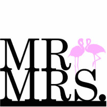 Mr & Mrs Pink & Black Flamingos Cake Topper photo sculptures