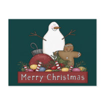 Mr & Mrs Snowman Post Card