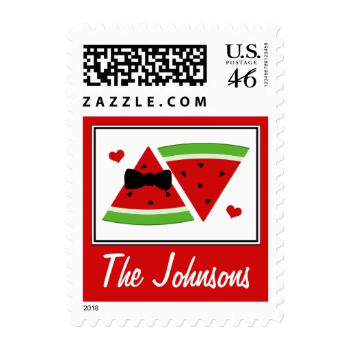 Mr & Mrs Watermelon Couple's Summer Postage Stamps