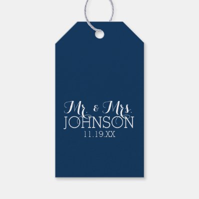 Mr & Mrs Wedding Favor Solid Color Navy Blue Pack Of Gift Tags