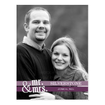 Mr. & Mrs. Wedding Thank You Card - Plum Post Card