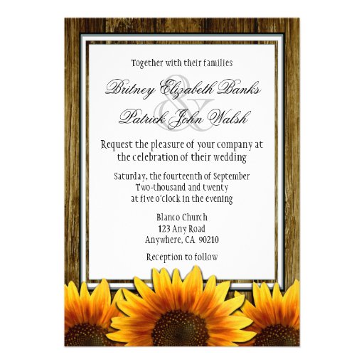 Mr & Mrs Western Sunflower Wedding Invitations