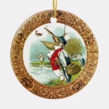 MR .PELICAN FISHING  GOLD PHOTO TEMPLATE CHRISTMAS ORNAMENT