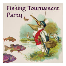 MR PELICAN FISHING TOURNAMENT PARTY PERSONALIZED ANNOUNCEMENTS