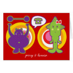 Mr. Purple & Miss Green Cute Cartoon Character Cards