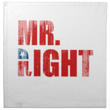 MR. RIGHT Faded.png Printed Napkins