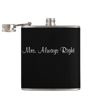Mrs. Always Right Black & White Flask