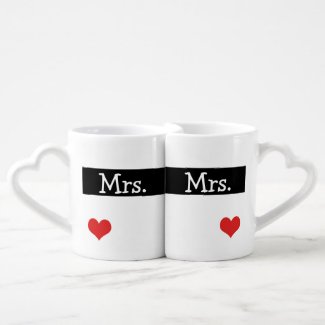 Mrs and Mrs Newly Wed Heart Wedding Couples Mug