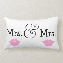 Mrs and Mrs Two Brides Lips Wedding Gift Throw Pillows