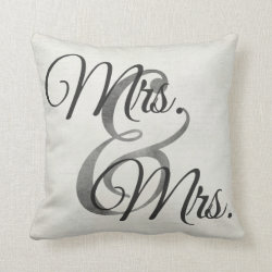 Mrs and Mrs White Script lesbian Wedding Pillow