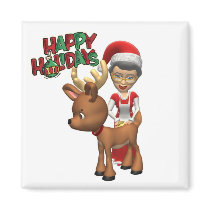 Mrs. Claus and Rudolph Magnet