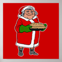 mrs claus with a pie print