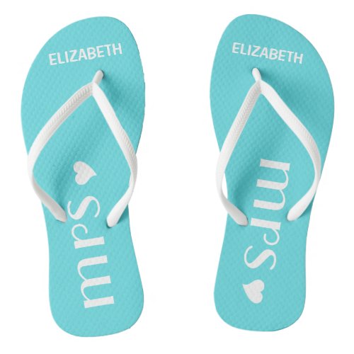 bride and groom flip flops personalized