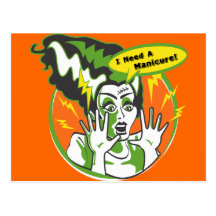 Mrs Frankenstein Needs a Manicure Postcard
