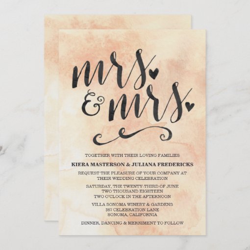 Mrs Mrs Lesbian Wedding Invitation Zazzle