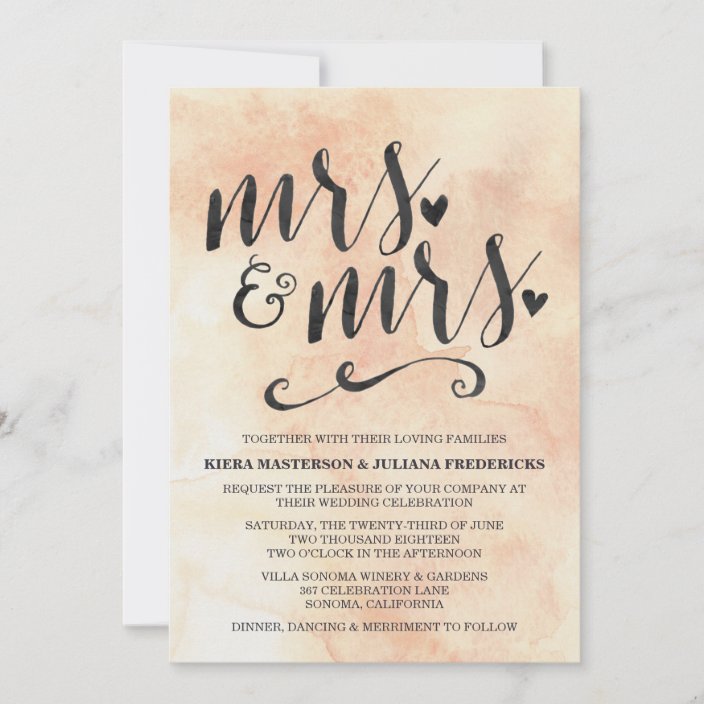 Mrs Mrs Lesbian Wedding Invitation Zazzle