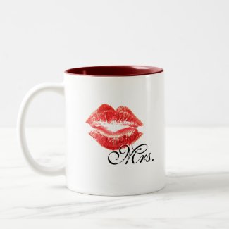 Mrs mug - with red lipstick lips