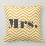 Mrs Mustard Yellow Ivory and Gray Zig Zag Pillow