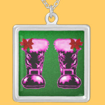 Mrs. Santas Boots Medallion and Necklace necklaces