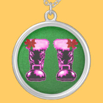 Mrs. Santas Boots Medallion and Necklace necklaces