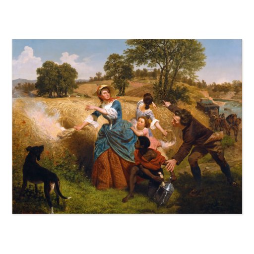 Mrs. Schuyler Burning Her Wheat Fields by Leutze Post Card
