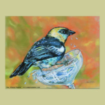 Mrs. Wilsons Warbler -bird on glass Poster / Print posters