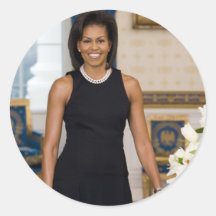 MrsObamaPortrait Round Stickers