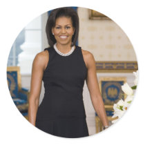MrsObamaPortrait Round Stickers