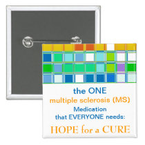MS Awareness Square Pins for multiple sclerosis buttons