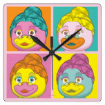 Ms. Birdy Pop Art Square Wall Clock