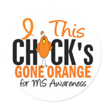 MS Chick Gone Orange Round Stickers