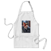 Ms Claus On The Rooftop Delivering Santas Presents Aprons